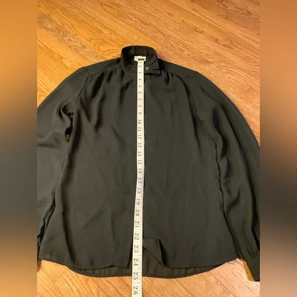 VINTAGE CAMICE Black Sheer High Neck Blouse | Balloon Sleeve Victorian Top XS - Picture 5 of 7